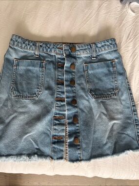 Urban Outfitters XS Light Blue Denim Button-Front Mini Skirt